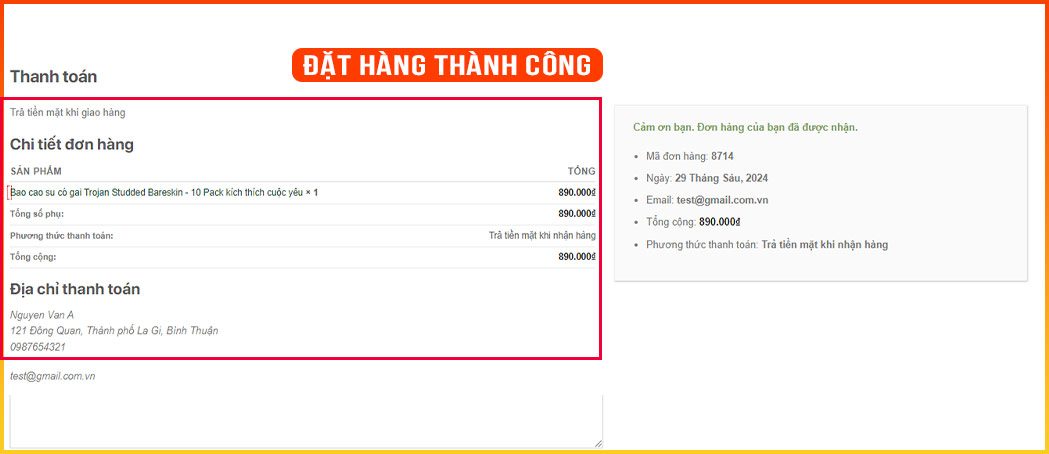 Bước 4: Vui lòng nhấn vào nút "ĐẶT HÀNG" để hoàn thành việc mua hàng. Nhân viên của chúng tôi sẽ sớm gọi điện và xác nhận đơn hàng của bạn.