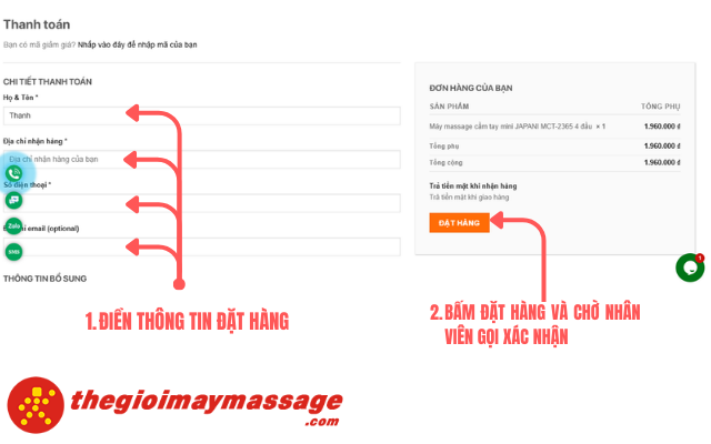 Hướng dẫn mua hàng, điền thông tin và thanh toán