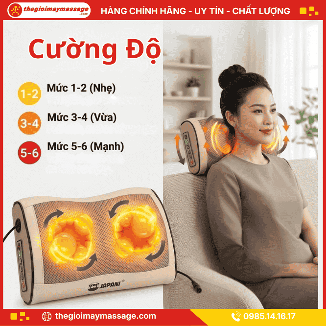 Cường Độ Của Gối Massage Cổ Vai Gáy, Mát Xa Lưng JAPANI CVG-6047