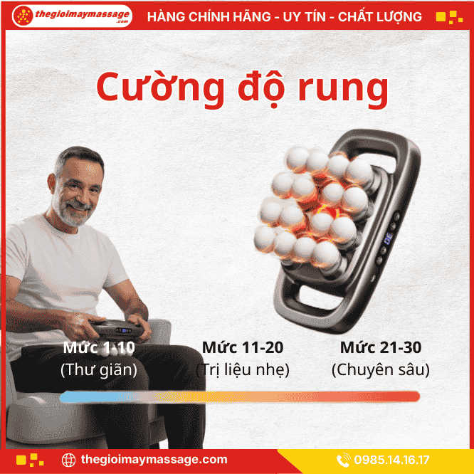 Cường độ rung đa dạng của máy massage