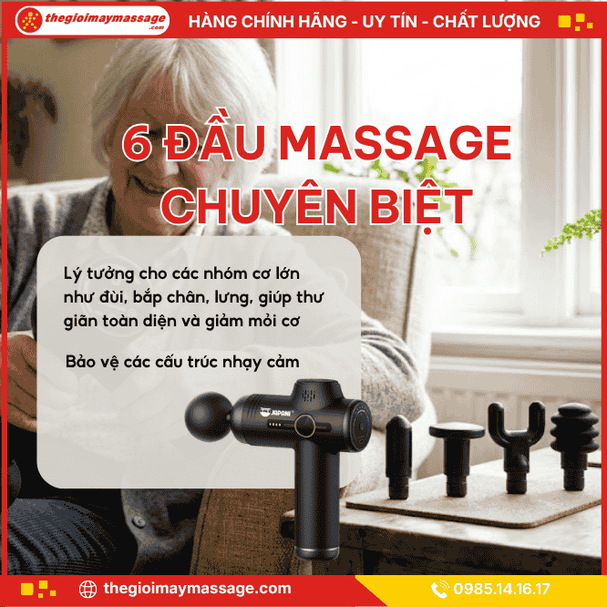Hệ Thống 6 Đầu Massage Chuyên Biệt của Máy Matxa Cầm Tay