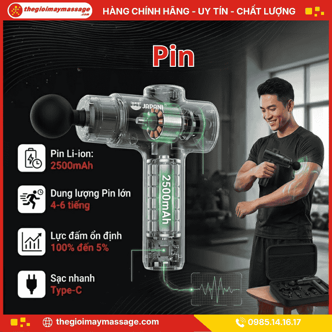 Hiệu suất pin của máy đấm lưng cầm tay JAPANI MDL-5650