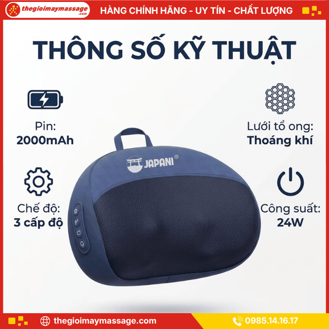 Thông Tin Sản Phẩm Gối Massage Cổ Vai Gáy Và Lưng JAPANI CVG-6057