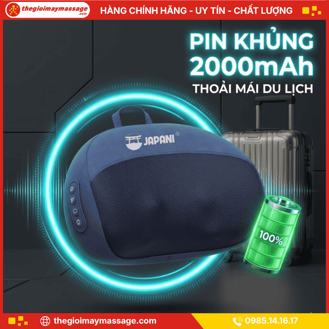 Hiệu Suất Pin Vượt Trội Của Gối Massage Cổ Vai Gáy Và Lưng JAPANI CVG-6057