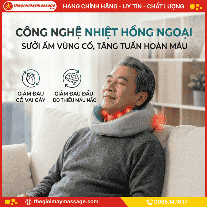 Công Nghệ Massage Trị Liệu Hồng Ngoại Từ Gối Mát Xa Cổ Vai Gáy JAPANI CVG-4320