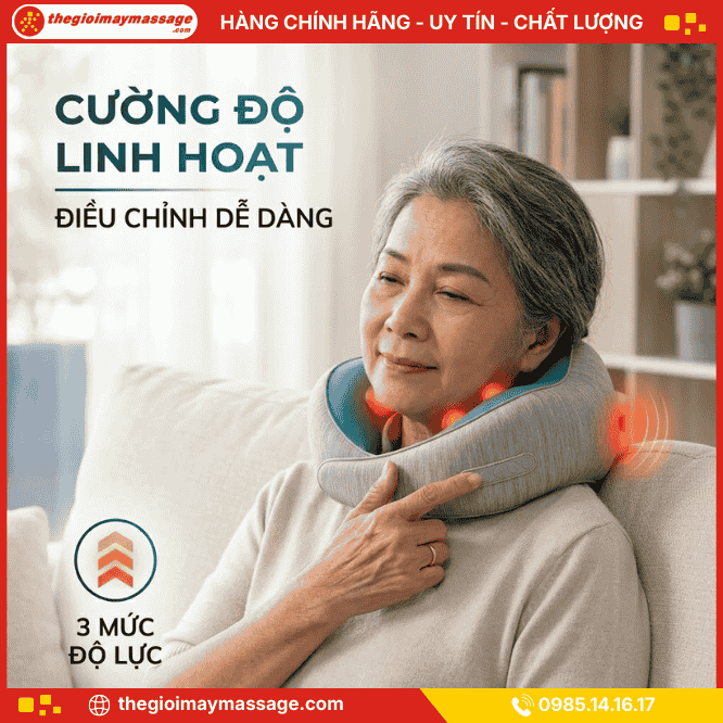 Cường Độ Massage Linh Hoạt Của Gối Massage Cổ Vai Gáy JAPANI CVG-4320