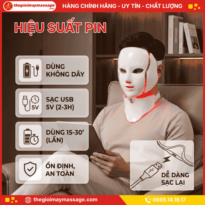 Pin của mặt nạ led nâng cơ đẹp da JAPANI MSM-2568