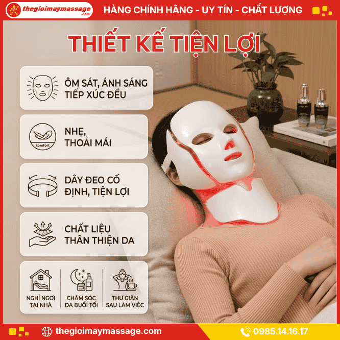 Thiết kế nhỏ gọn, nhẹ và tiện lợi của mặt nạ led nâng cơ đẹp da JAPANI MSM-2568