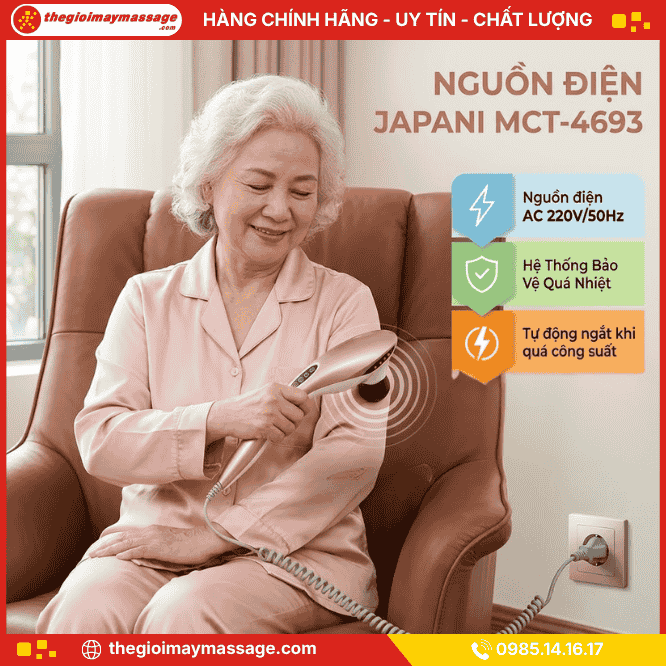 Nguồn năng lượng hoạt động của máy massage cầm tay JAPANI MCT-4693