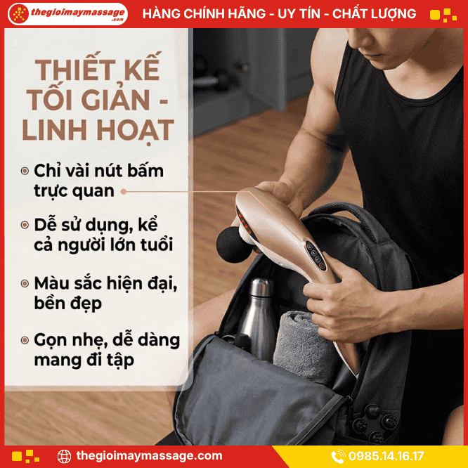Thiết kế tối giản và dễ sử dụng của máy mát xa cầm tay JAPANI MCT-4693