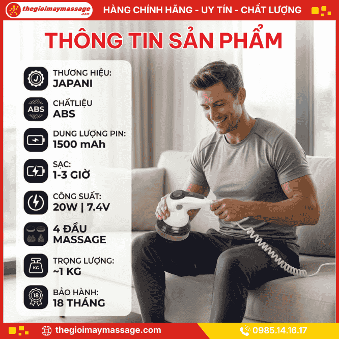 Thông tin sản phẩm máy massage cầm tay điện JAPANI MCT-2524