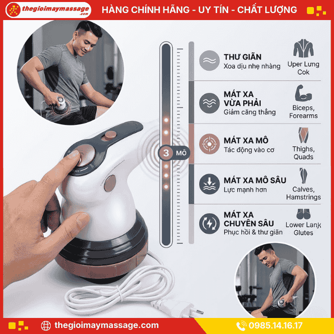 Cường độ rung của máy massage cầm tay điện JAPANI MCT-2524