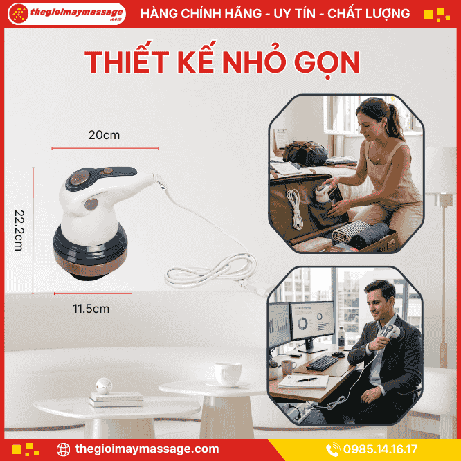 Thiết kế nhỏ gọn, nhẹ và tiện lợi của máy massage cầm tay điện JAPANI MCT-2524