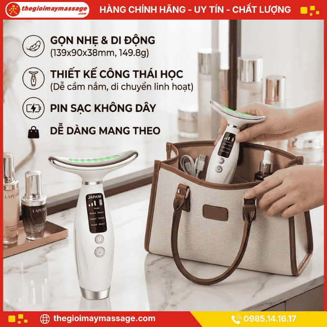 Thiết kế nhỏ gọn, nhẹ và tiện lợi của máy massage cầm tay JAPANI NCM-5984