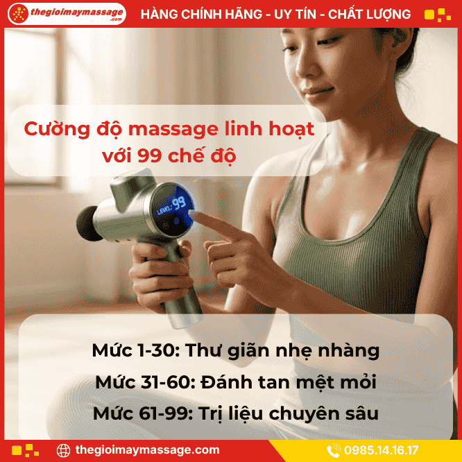 Cường độ massage linh hoạt với 99 chế độ