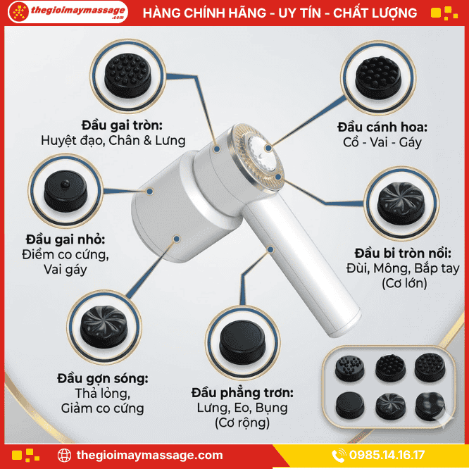 Hệ thống 6 đầu massage tối ưu cho mọi vùng cơ của JAPANI MCT-4456