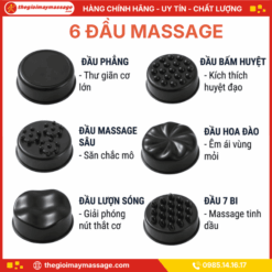 Hệ thống 6 đầu massage giúp tối ưu hóa trải nghiệm của máy mát xa cầm tay JAPANI MCT-4576