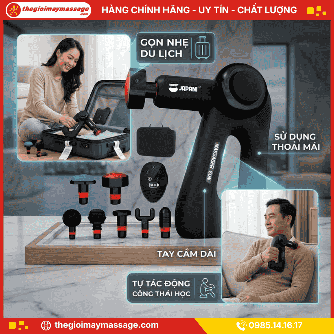Thiết kế nhỏ gọn, nhẹ và tiện lợi của máy massage cầm tay JAPANI MDL-5436