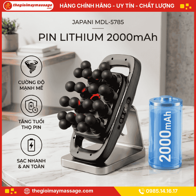 Hiệu suất pin của máy massage cầm tay JAPANI MDL-5785