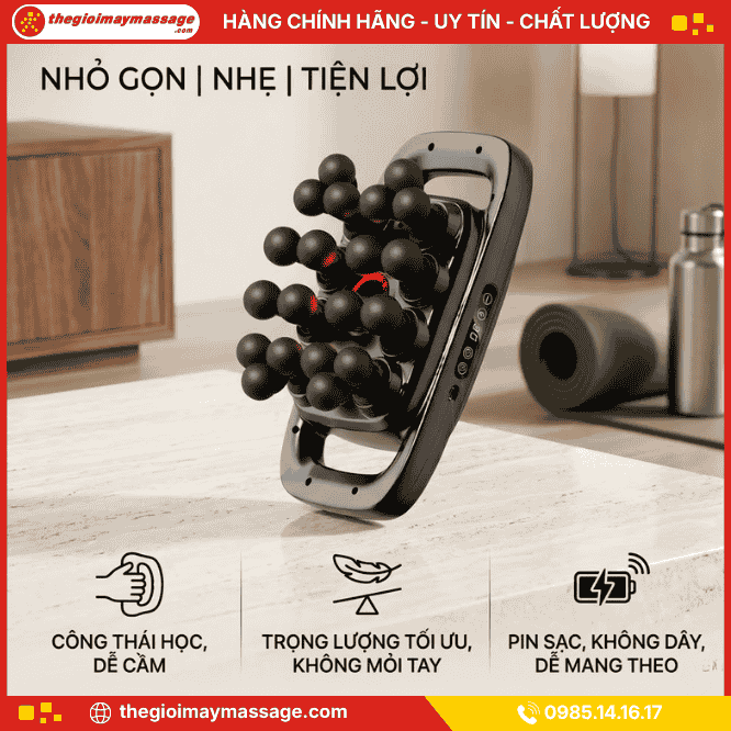 Thiết kế nhỏ gọn, nhẹ và tiện lợi của máy massage cầm tay JAPANI MDL-5785
