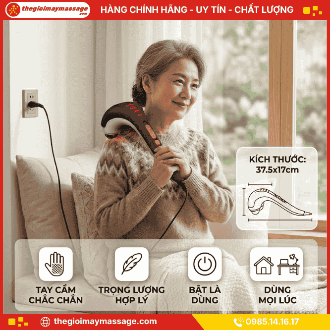 Thiết kế nhỏ gọn, nhẹ và tiện lợi của máy massage cầm tay JAPANI MDN-4598