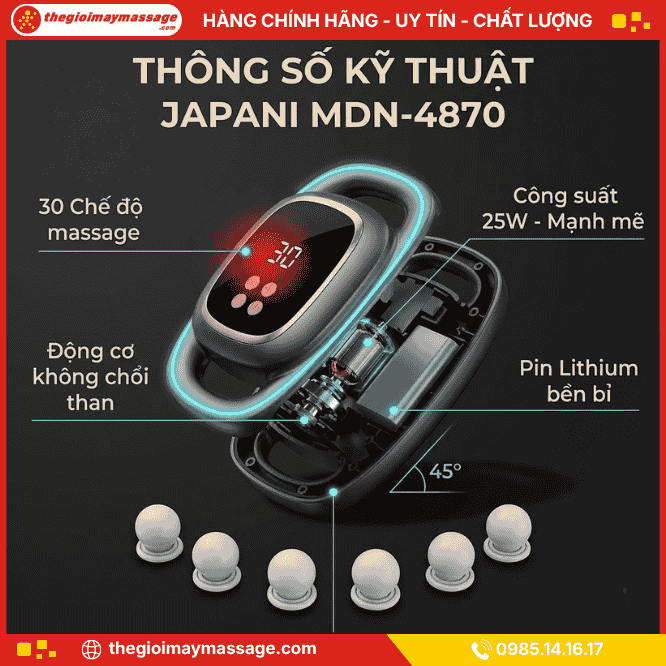 Thông Tin chi tiết về máy massage cầm tay JAPANI MDN-4870