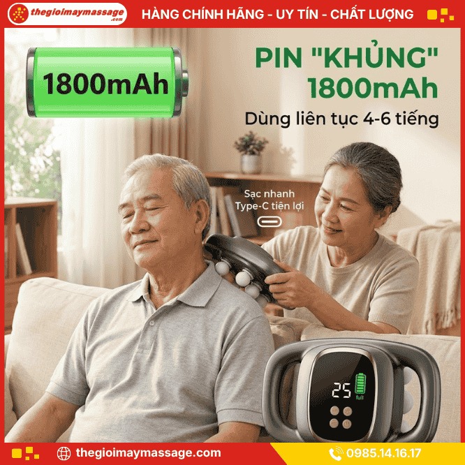 Hiệu Suất Pin của máy massage cầm tay đa năng JAPANI MDN-4870