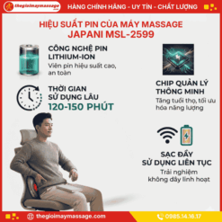 Hiệu Suất Pin Vượt Trội của máy Massage Lưng JAPANI MSL-2599