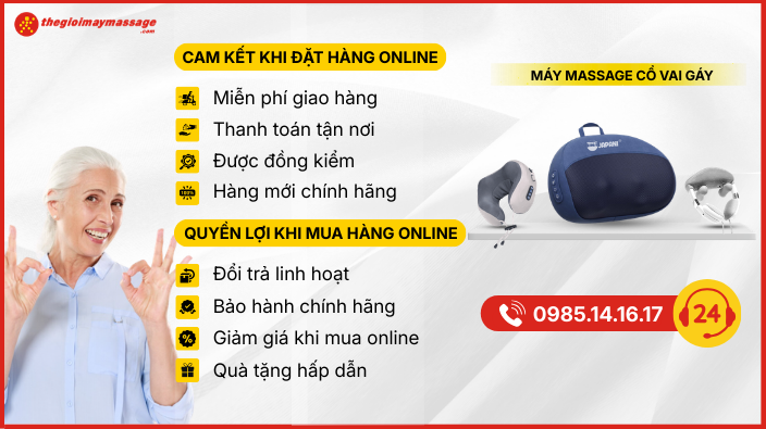 cam kết khi mua máy massage cổ vai gáy online tại thế giới máy massage