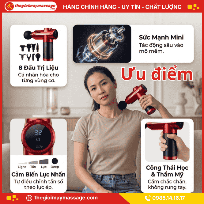 Ưu Điểm Nổi Bật Của Súng Massage Cầm Tay Mini JAPANI CTMINI-5637