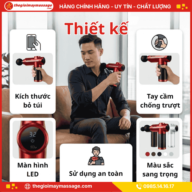 Thiết Kế Tiện Lợi Của Súng Massage Cầm Tay Mini JAPANI CTMINI-5637